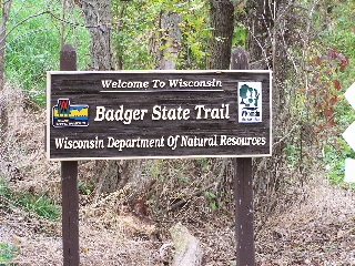 the badger State Trail Sign at the border